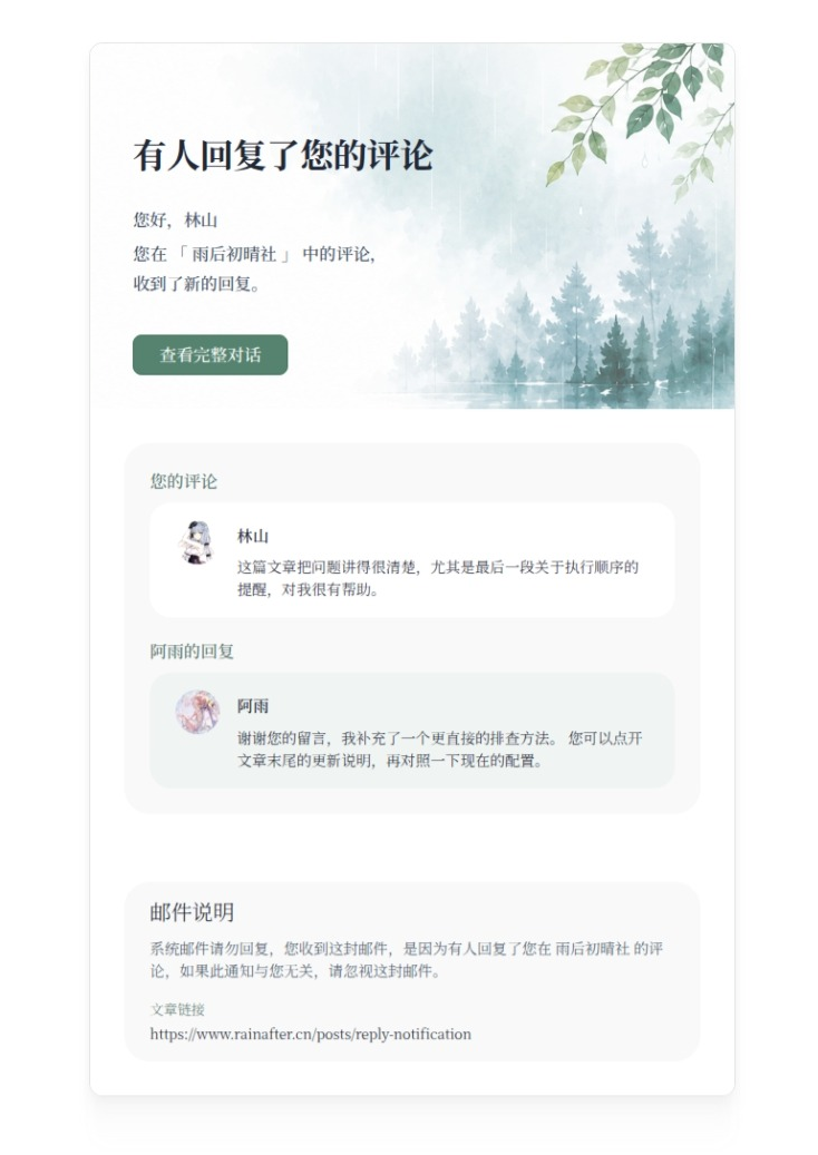 fuwari 普通评论回复通知